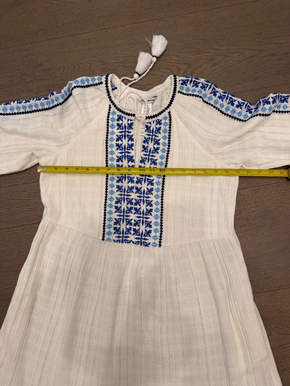 Tommy Bahama Womens White Blue Embroidered Cotton Gauze Midi Dress S - Picture 5 of 7